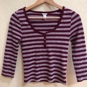 NEW Foreveri 21 Maroon Striped Scoop-Neck Knit Top